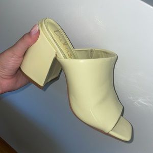 Pale lime green block heels. Barbie shoes